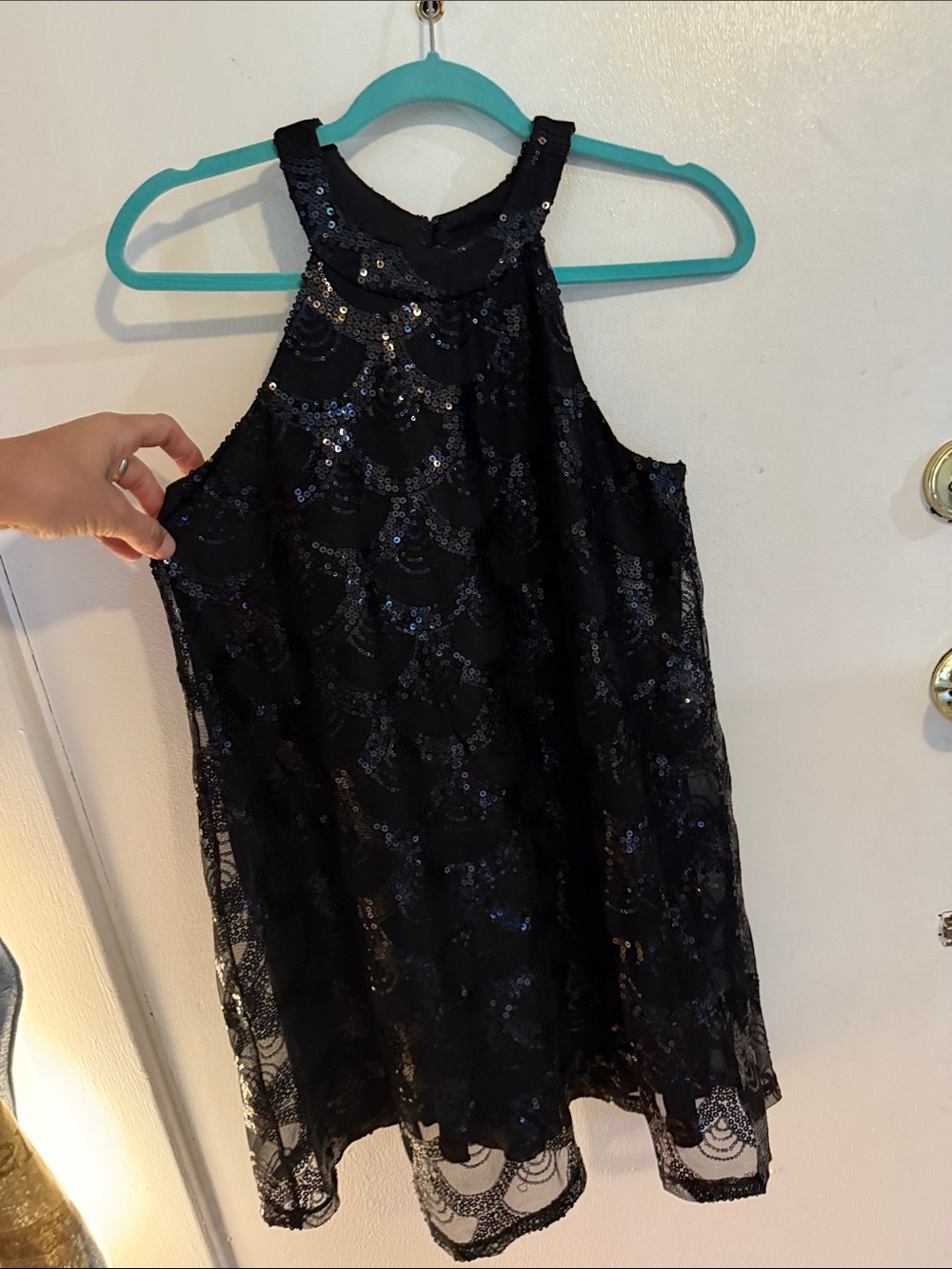 City Triangles Black Sequin Halter Dress